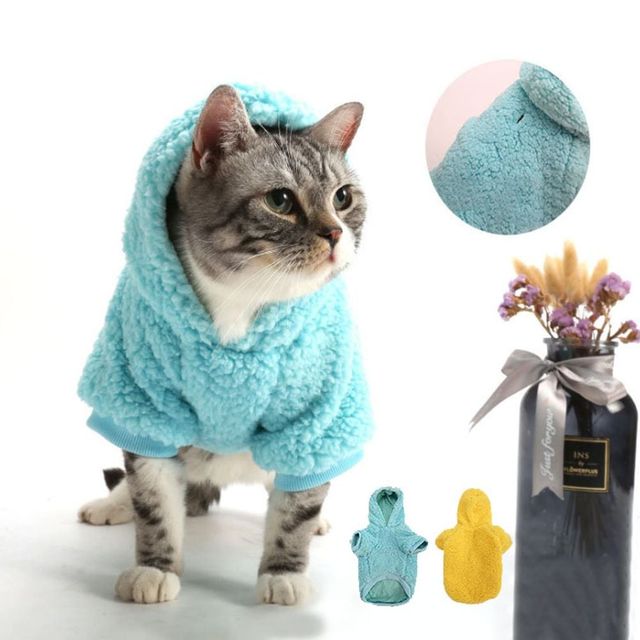 키밍 따뜻한 고양이 기모 후드 겨울 의류 산책용 맨투맨