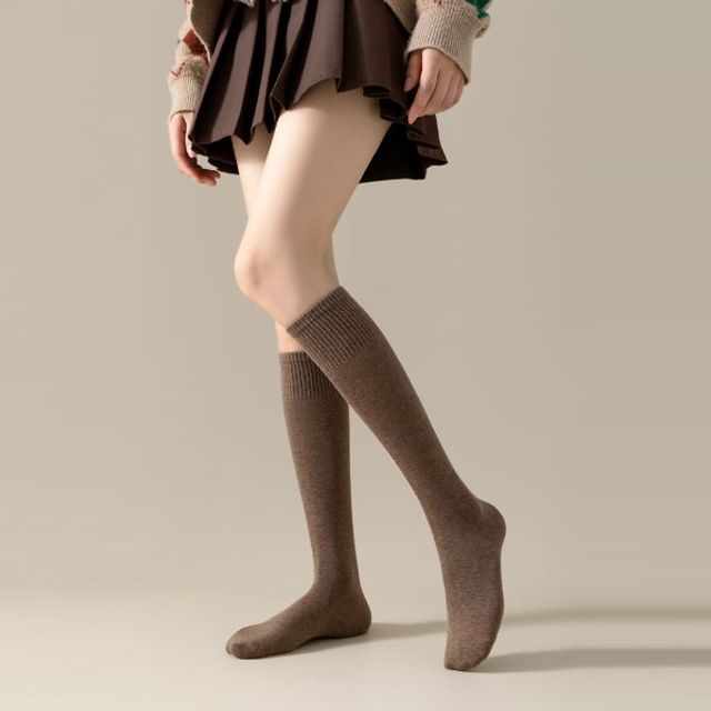 OHS-SOWL1012 4컬러 슬리밍 무지 니삭스