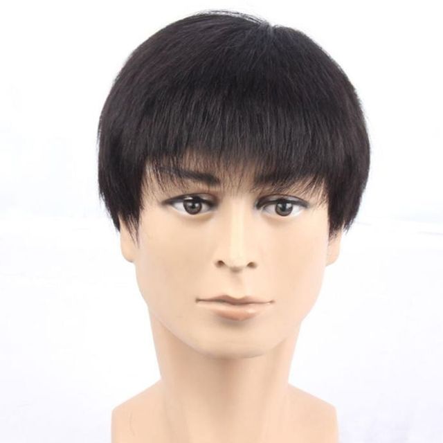 자연스러운 중년 남성 짧은머리 통가발 스타일링