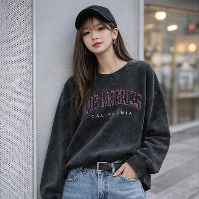 LA 레터링 빈티지 워싱 루즈핏 면 티셔츠 MFNC-1005662