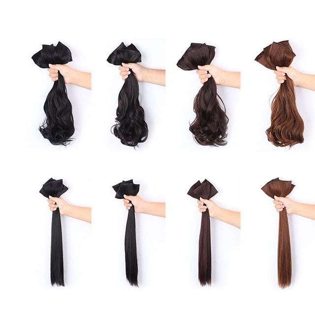 여성용 웨이브 붙임머리 부분가발 3개입 자연스러운 연출