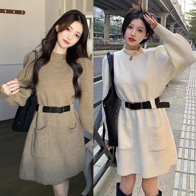 벨마 포켓 하프넥 미니원피스 벨트포함 SD-251252