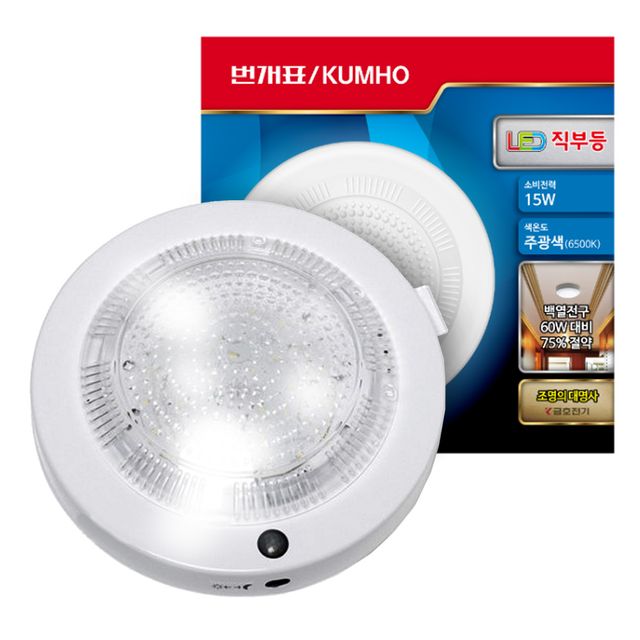 번개표 현관 센서등 15W 주광색 투명 아이스무늬 O1565-SO 직부등
