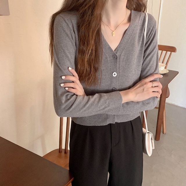 7컬러 V넥 무지 니트 가디건 OSM-1006870