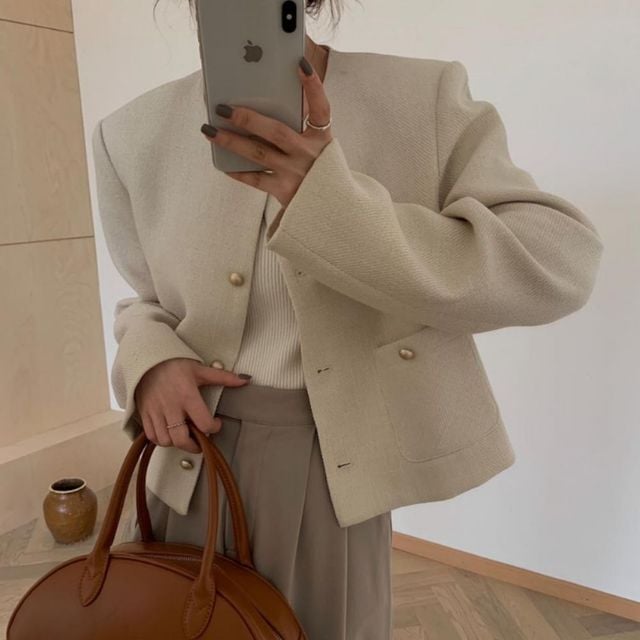 티어롭 트위드 라운드 자켓 JSD-1007169