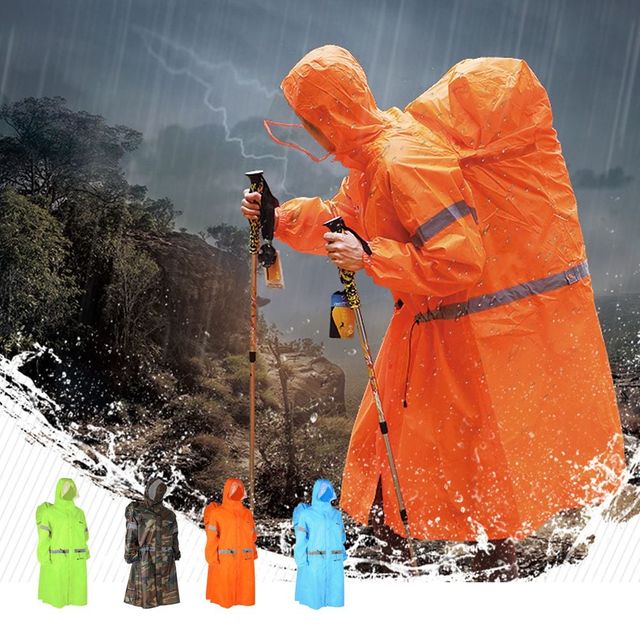 방수 등산 백팩 우비 반사광 넓은모자 레인코트