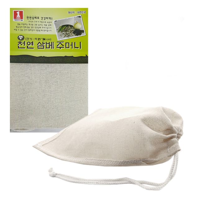 국산 천연 조리용 삼베주머니 중형 21x34cm