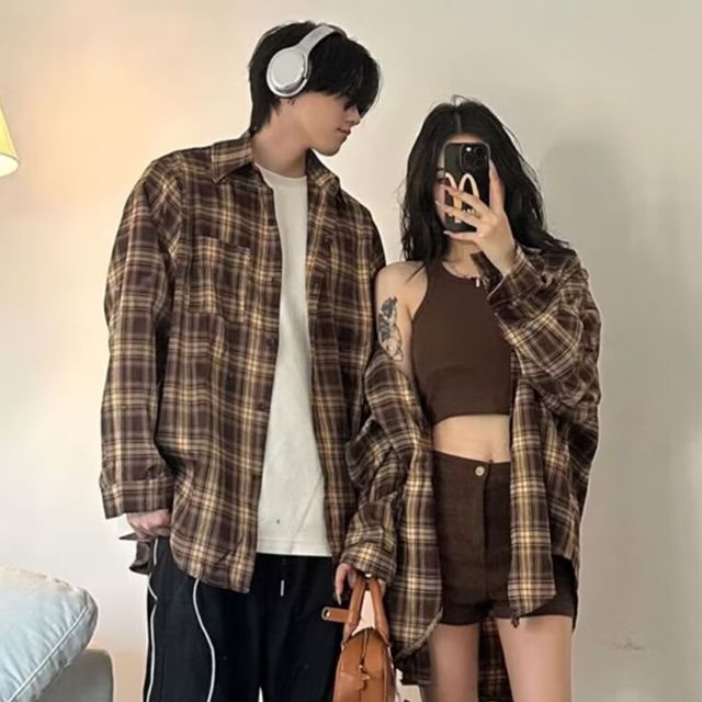 쇼렌 오버핏 체크 타탄 셔츠 남방 SD-260154