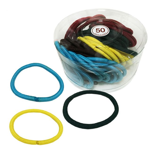 매듭없는 컬러고무줄 50P 코사지 헤어밴드