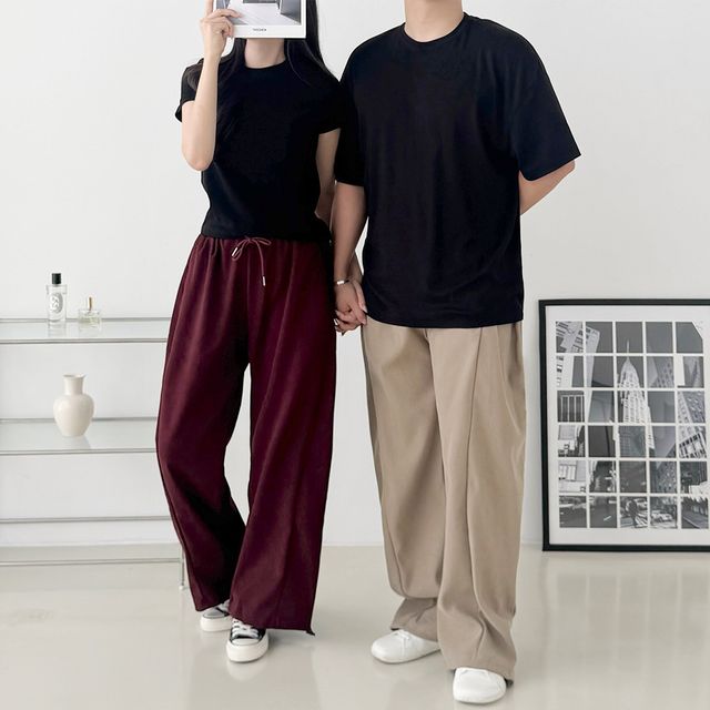 밀키 남녀공용 옆셔링 스트링 와이드바지 SD-1003417