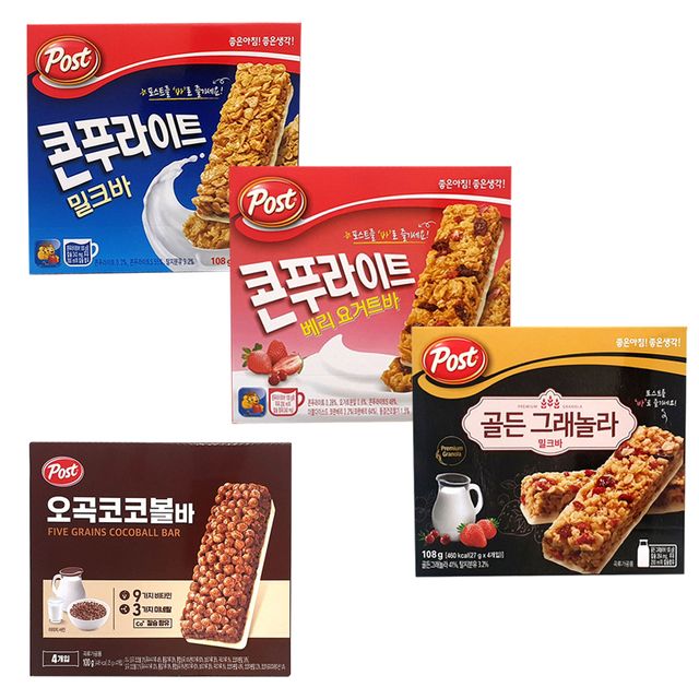 콘푸라이트 밀크바 4개입/ 요거트바/ 시리얼과자/간식