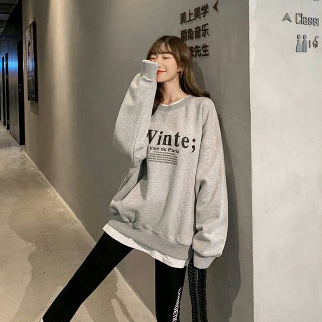 레이어드 여성 기모 맨투맨티셔츠 URD_137