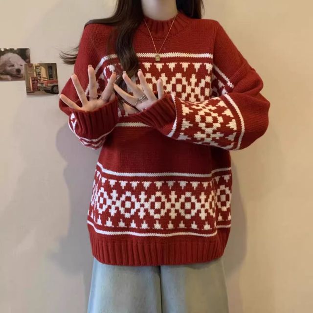 노르딕 눈꽃 라운드 니트 JSD-1004938