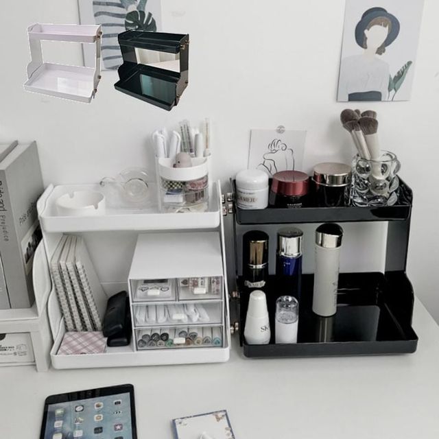 키밍 세련된 탁상 화장품 정리대 2단 거치대 진열대