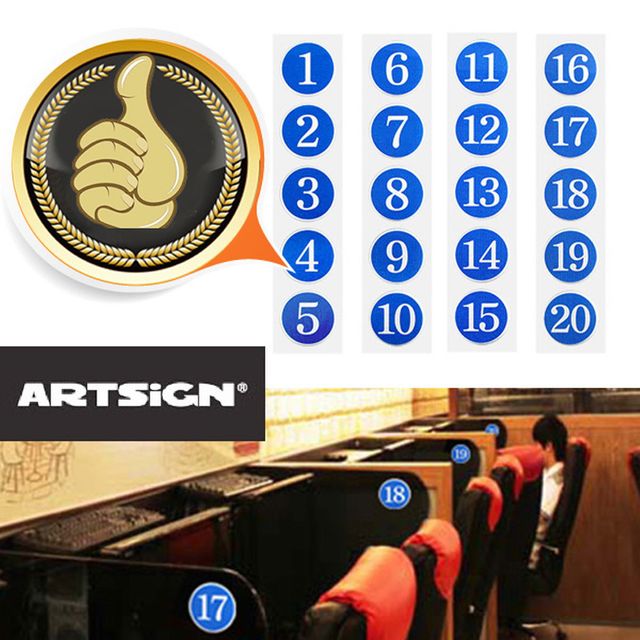 PVC 42mm 숫자판 원형 번호판 5개 1-