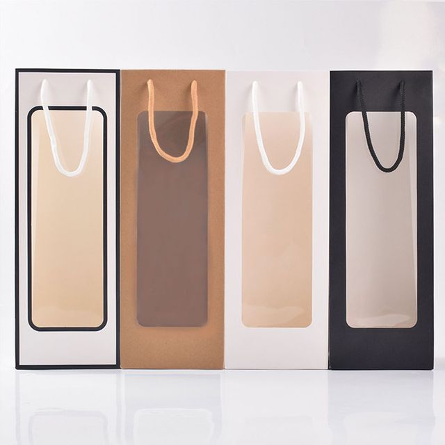 긴 투명창 와인 종이가방 36CM LMCF-0134