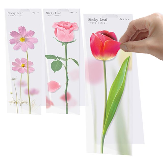 스탠드 꽃잎 스티커리프 점착메모지 다꾸 식물 나뭇잎