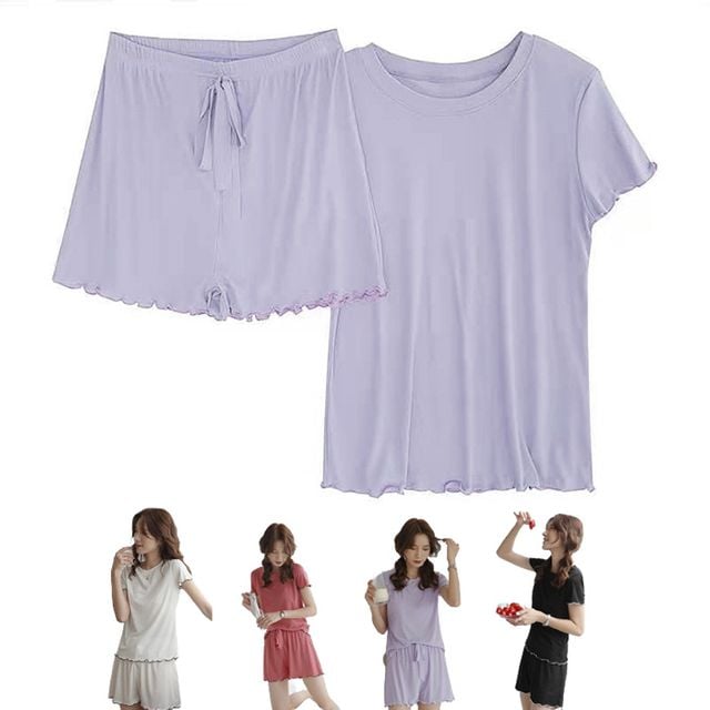 여성 여름 쿨파자마 프릴 캐주얼 실내복 홈웨어 반팔