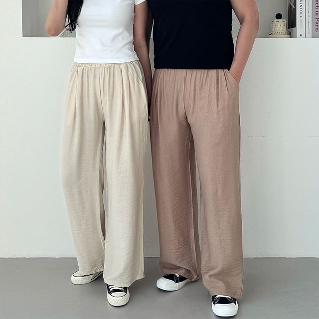 남녀공용 듀에라 린넨 투턱 와이드 팬츠 SD-250508