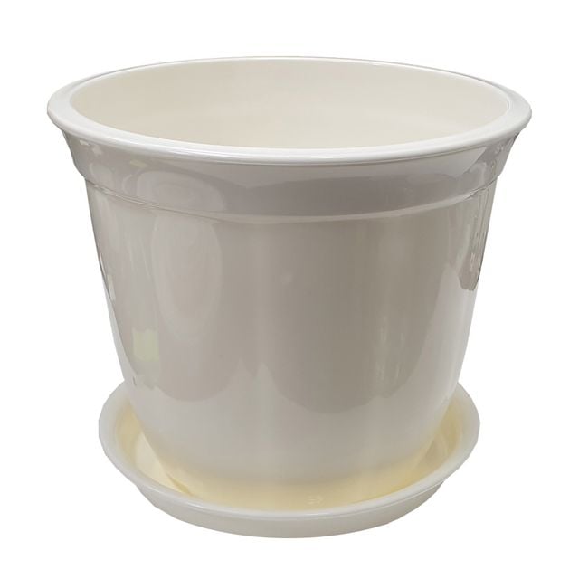 라인원형 백색 도자기느낌 플라스틱화분 7호