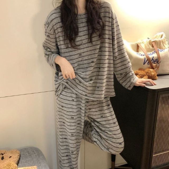 리본 포인트 스트라이프 잠옷 세트 JSC-1005501