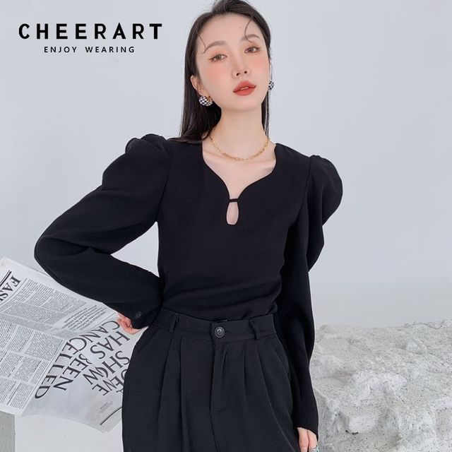 [해외] CHEERART Gigot 긴 소매 블라우스 2022 패션 여성 블