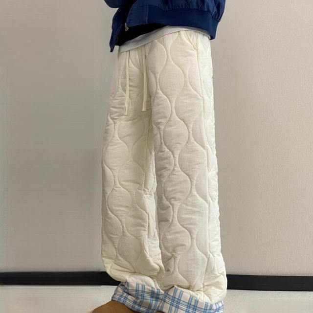 패딩 기모 퀼팅 체크 팬츠 2color SL-1004763