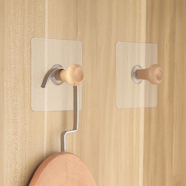투명 우드 현관 마스크 걸이 거치대 후크 1P