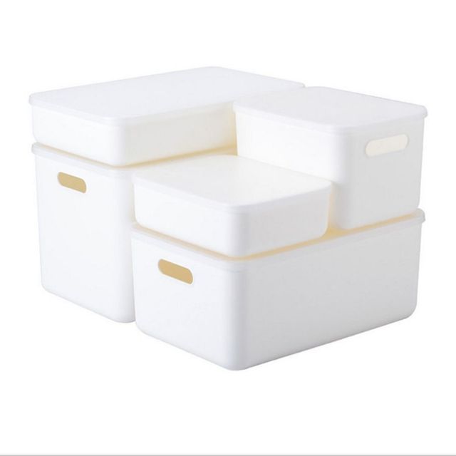 공간 절약 수납 박스 핸들 리빙박스 소형 1+1 세트