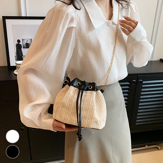 복조리 왕골 체인 버킷백 ELG-172