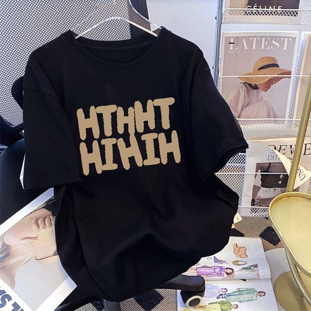 바운스 코드 프린팅 오버핏 반팔티 SD-250411