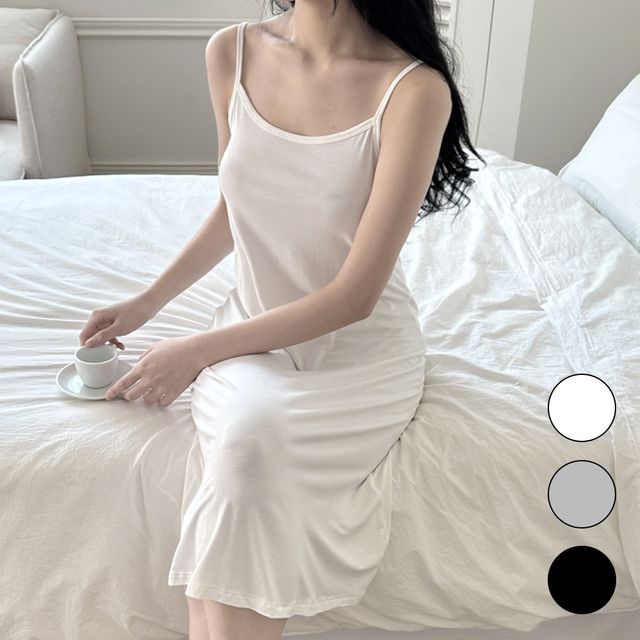 여성 나시 원피스 여름 휴양지 H라인 슬립 롱스커트