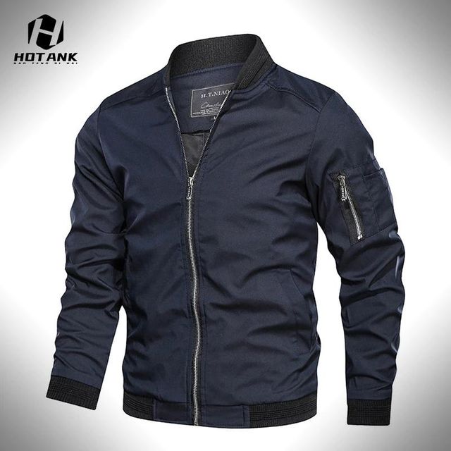 [해외] 새로운 남성 봄버 재킷 지퍼 캐주얼 밀리터리 Ma-1 파