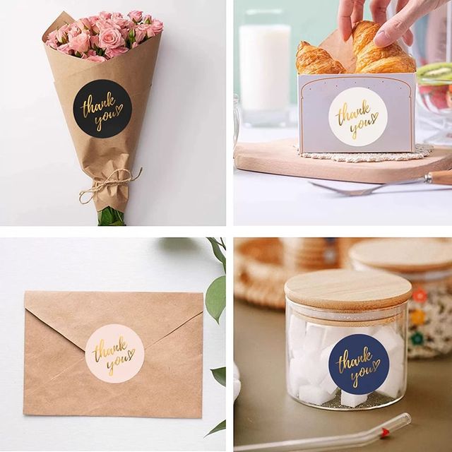 컬러 감사 스티커 원형 배달스키터 선물포장지 달례품 구디백 꾸미기 접착스티커