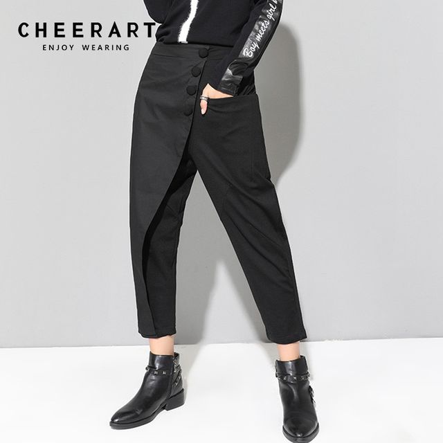 [해외] Cheerart 하라주쿠 Streetwear 하렘 바지 블랙 앵클