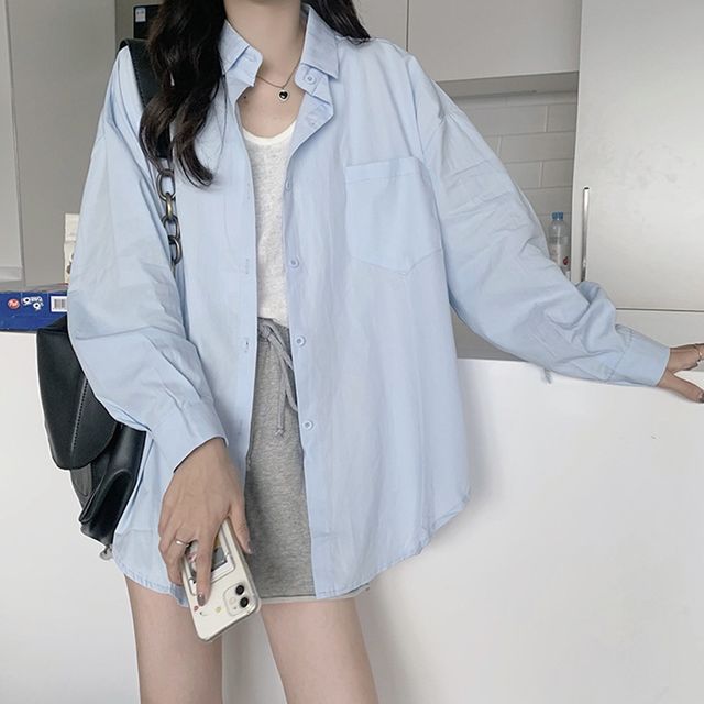 파스텔 오버핏 컬러 셔츠 OSM-1005910