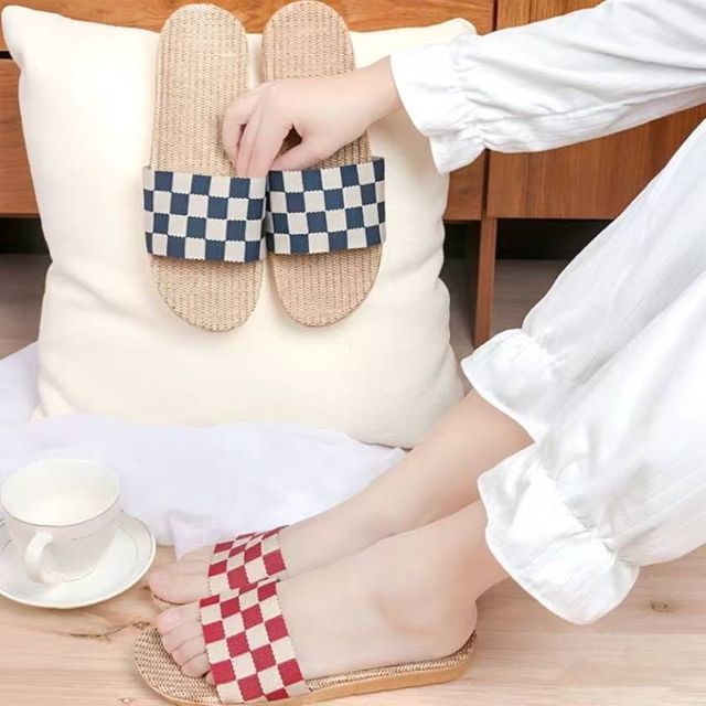사계절 린넨 슬리퍼 남성 여성 거실 사무실 발편한 실내화 거실화