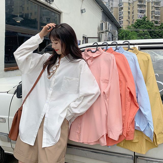 여성 베이직 루즈핏 심플 셔츠 EL-1007934