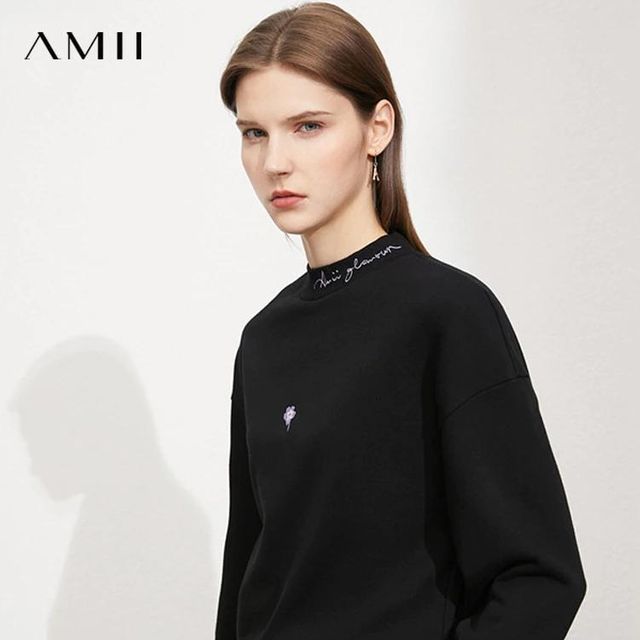 [해외] Amii 미니멀리즘 가을 여성 스웨터 캐주얼 레터 자수