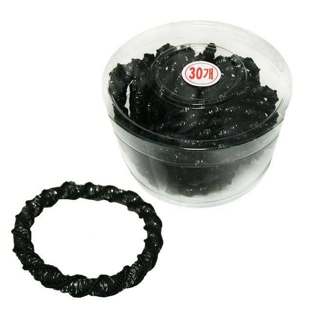 꽈배기 반짝검정고무줄 30P 코사지통 머리끈 헤어밴드