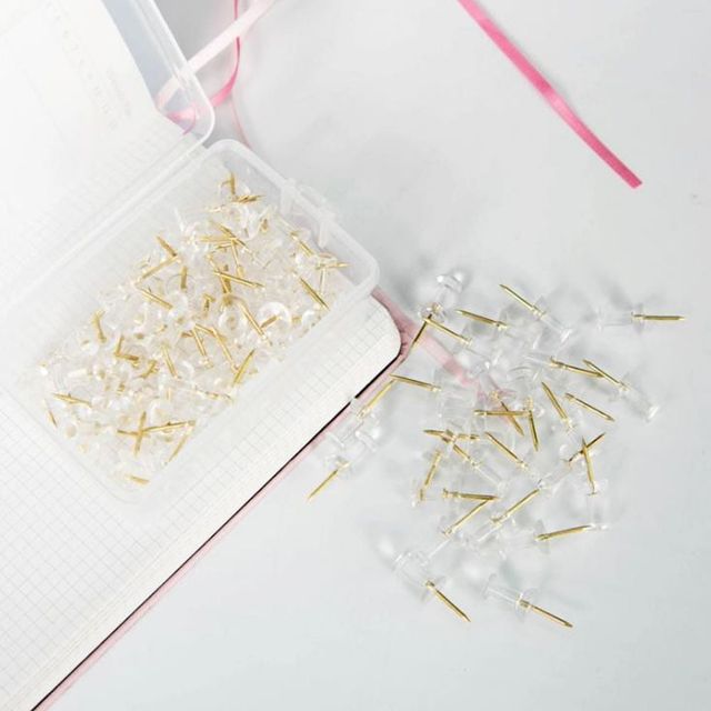 투명 압정 100개입 게시판 고정용 서류 정리 클립