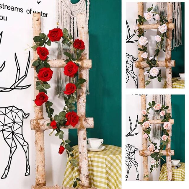 키밍 장미 덩굴 조화 가랜드 가림막 장식 인조넝쿨