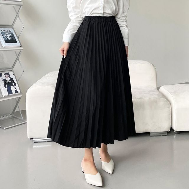여성 포치 밴딩 플리츠 롱 스커트 JB-1007289