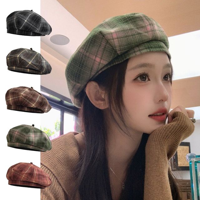빈티지 체크 베레모 EL-1004006