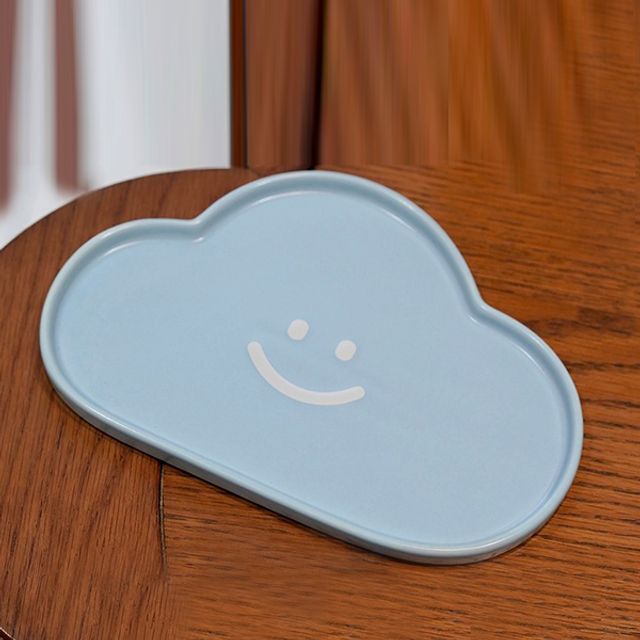 [해외] 스마일 구름 플레이트 접시 감성 홈카페 옵션 블루