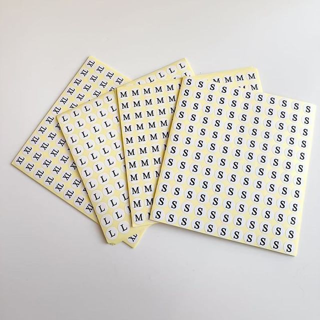 원형 사이즈 알파벳 스티커 75장 의류 옷 S M L XL