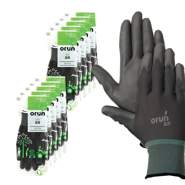 오런 포리 일반 작업장갑 10매 안전장갑 절연 검정