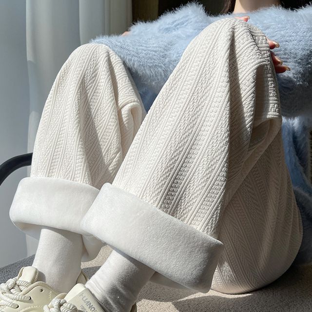 이삭 패턴 와이드 팬츠 기모 겨울 FLS-1005611