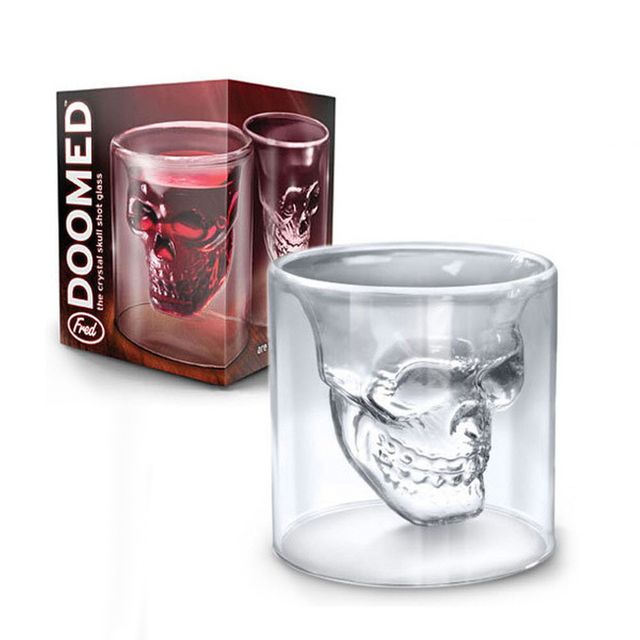 해골 샷글라스 소주잔 스트레이트잔 소형 이중유리컵