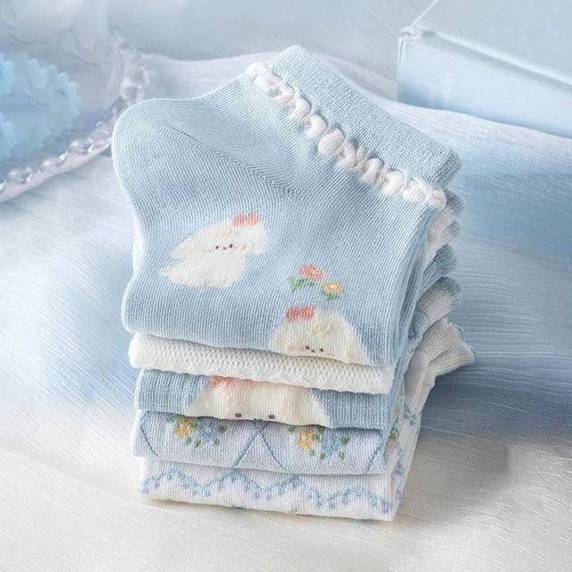 여자 캐릭터 발목양말 5세트 귀여운 디자인 단목 삭스 선물용